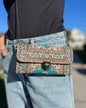 Green Crossbody Bag, Rug Design Shoulder Bag, Small Cute Bag