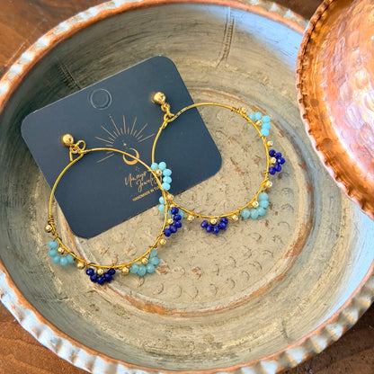 Hoop Earrings, Handmade Beaded Earrings, Dangle Earrings