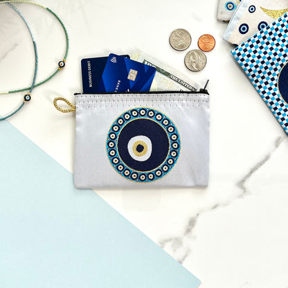 Evil Eye Coin Purse, Fabric Zipper Pouch, Cute Coin Purse