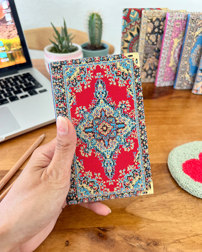 Handmade Small Notebook, Rug Design Pocket Journal, Boho Gifts