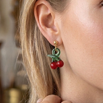 Cherry Earrings, Glass Earrings, Cute Jewelry