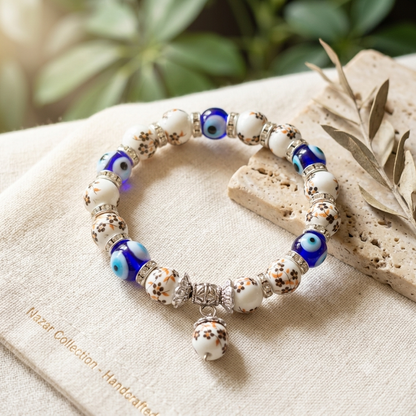 Glass Beaded Bracelet, Bohemian Bracelet, Floral Bracelet