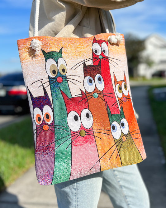 Cute Tote Bag , Cat Lover Gift for Women