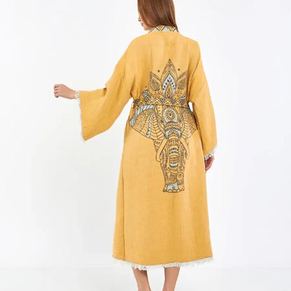 Elephant Kimono, Long Boho Kimono Kaftan