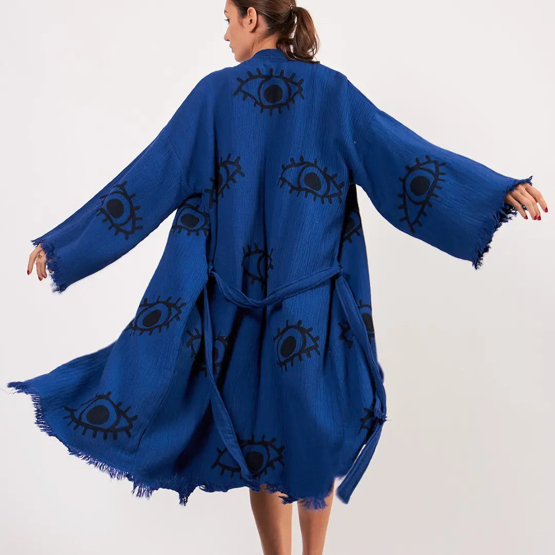 Boho Festival Kimono, Soft Cotton Bathrobe