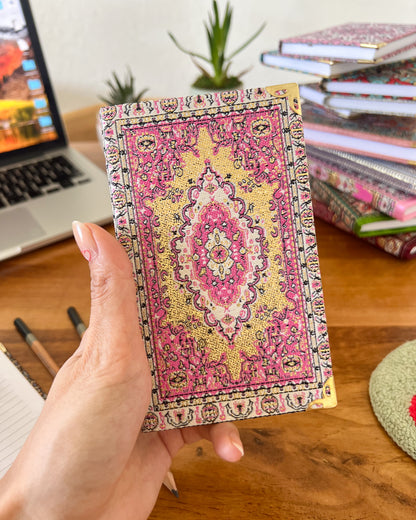 Rug Design Small Notebook, Handmade Pocket Journal