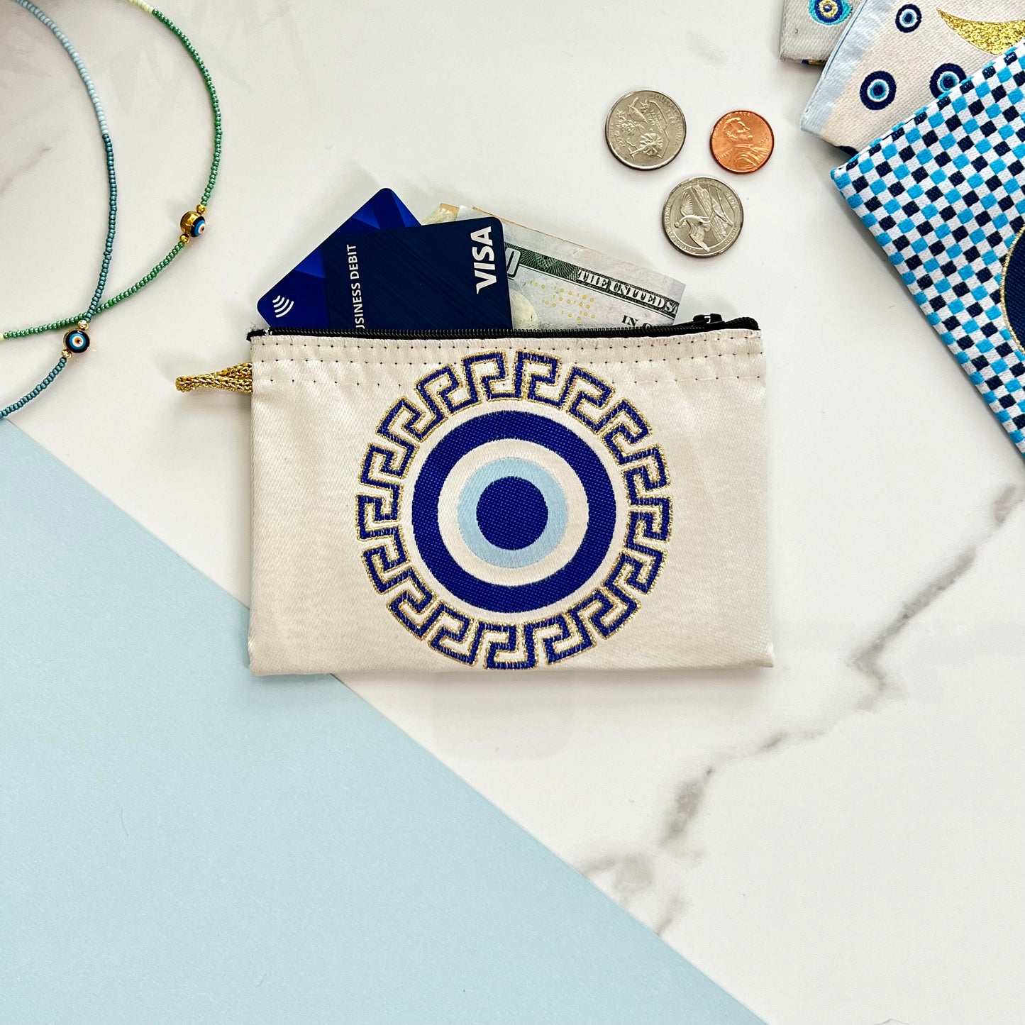 Evil Eye Pouch, Boho Coin Purse, Handmade Coin Purse
