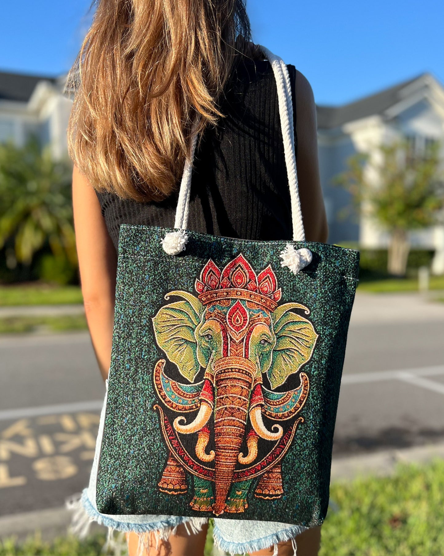 Tote Bag for Women, Elephant Design Bag, Boho Bag