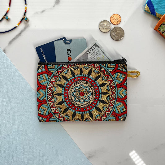 Boho Coin Pouch, Handmade Zipper Pouch, Small Bag Organizer