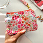 Pink Floral Zipper Purse, Cute Coin Purse, Handmade Purse