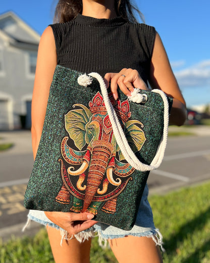 Tote Bag for Women, Elephant Design Bag, Boho Bag