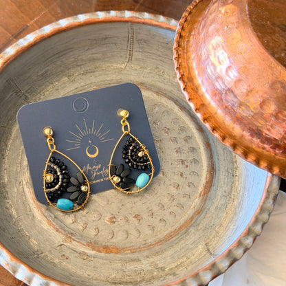 Teardrop Earring, Handmade Beaded Earrings, Beaded Jewelry