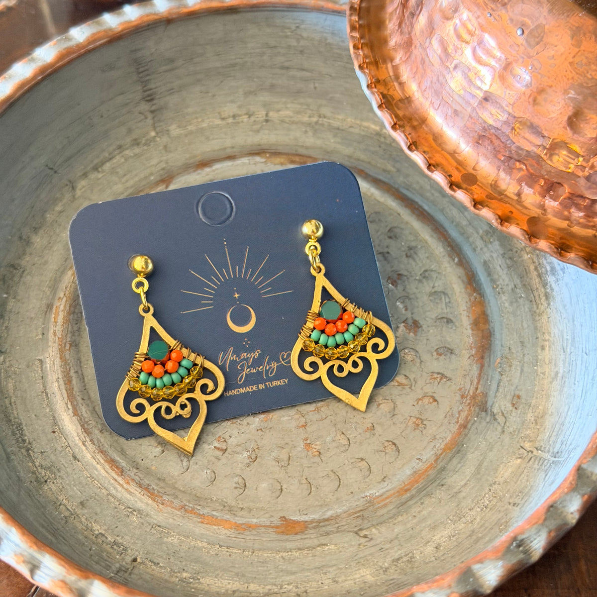 Wire-Woven Earrings, Handmade Beaded Earrings
