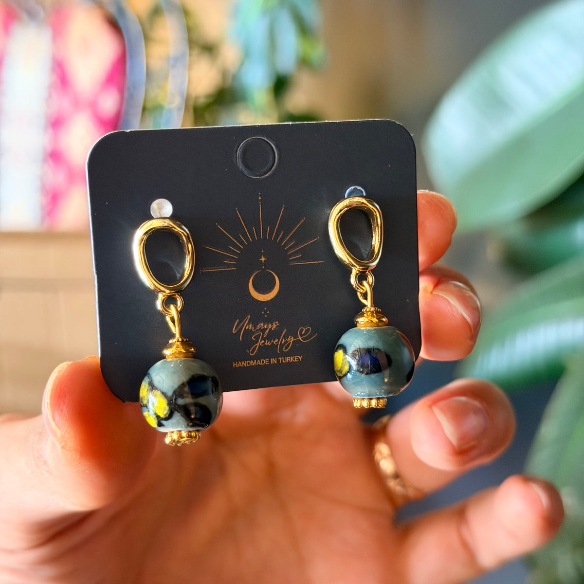 Ceramic Beaded Earrings, Boho Earrings, Boho Jewelry