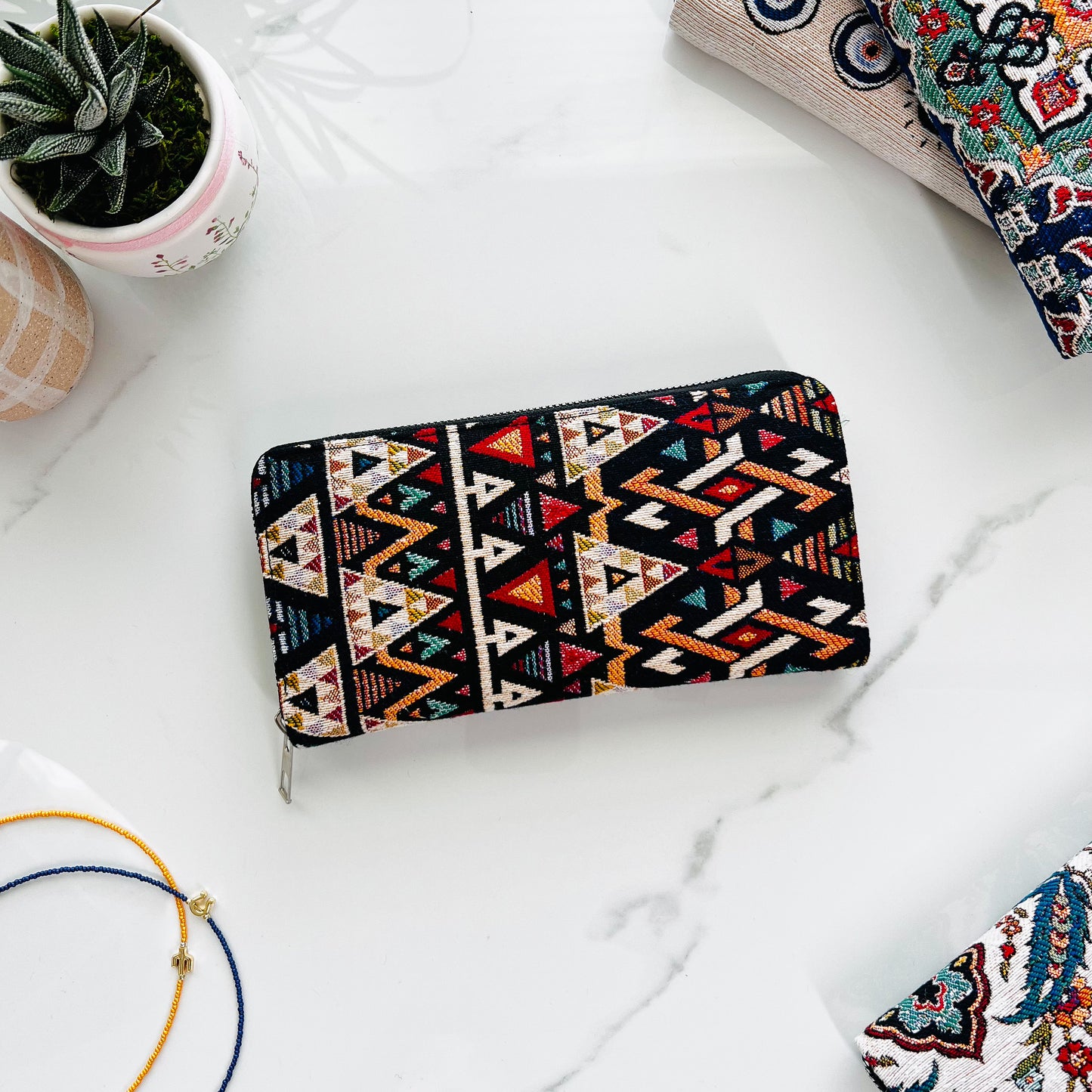 Rug Design Wallet, Vintage Style Wallet for Women, Boho Vegan Wallet