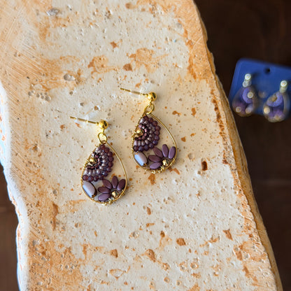 Floral Handmade Earrings, Beaded Jewelry, Floral Jewelry