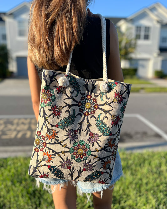 Floral Tote Bag for Women, Handmade Shoulder Bag for Women