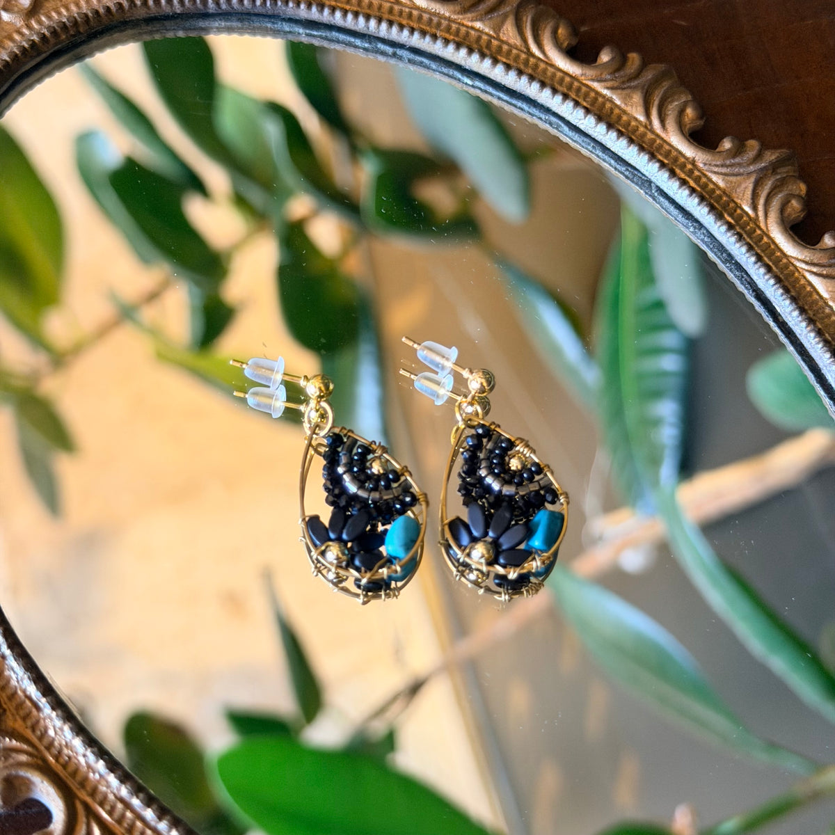 Teardrop Earring, Handmade Beaded Earrings, Beaded Jewelry