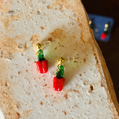 Glass Earrings, Cute Earrings, Pepper Earrings
