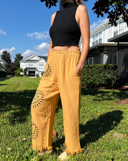 Evil Eye Pants, Muslin Pants, Cotton Bohemian Pants