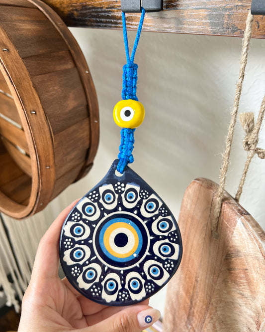 Handmade Ceramic Evil Eye, Protection Decor, Evil Eye Wall Hanging