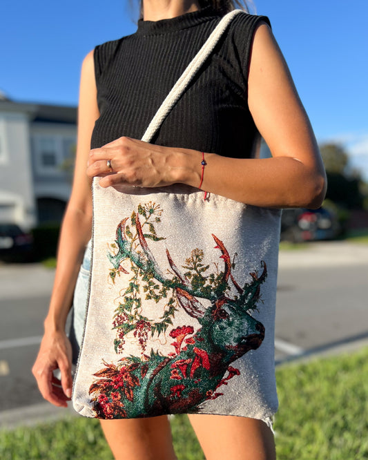 Reindeer Design Shoulder Bag, Tote Bag for Women