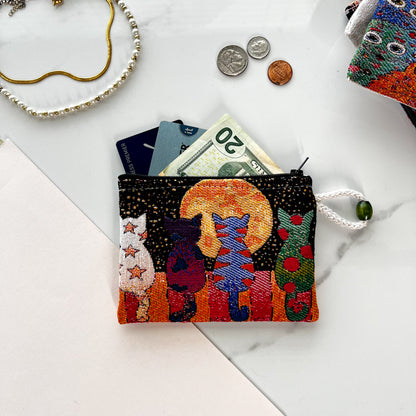 Cat Coin Purse, Fabric Pouch, Handmade Coin Purse