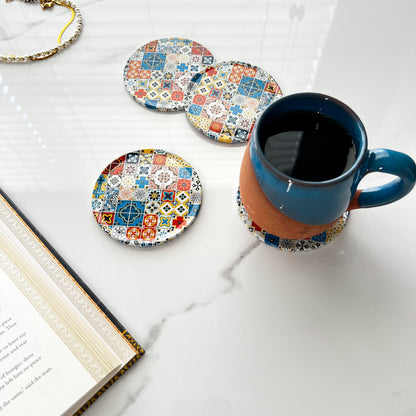 Moroccan Tile Style Coaster, Turkish Coaster, Boho Coaster