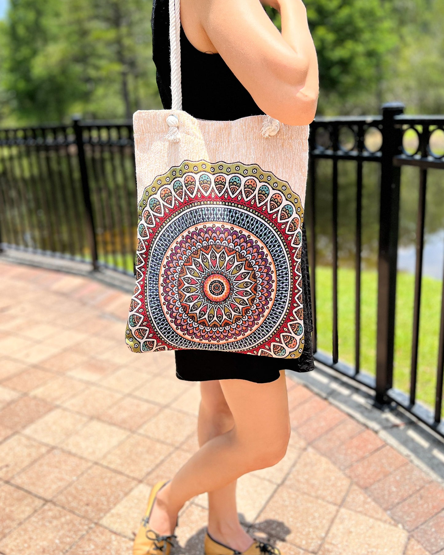 Boho Shoulder Bag, Handmade Tote Bag, Woven Beach Bag