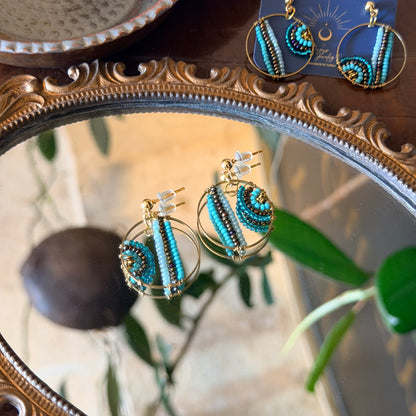 Hoop Earrings, Handmade Jewelry, Round Beaded Earrings