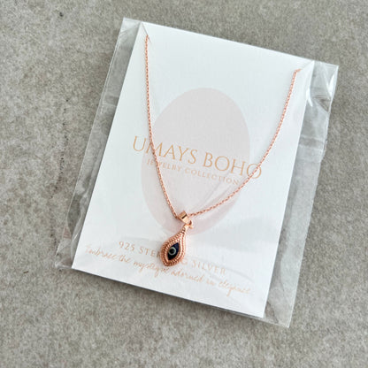 Sterling Silver Necklace, Evil Eye Necklace, Boho Charm Necklace