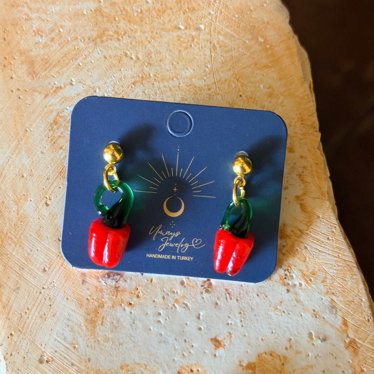 Glass Earrings, Cute Earrings, Pepper Earrings