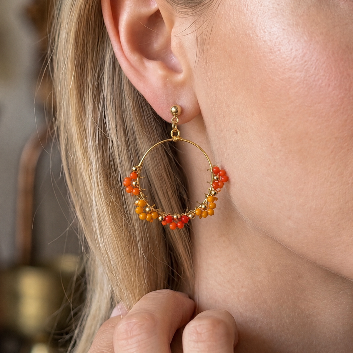 Colorful Earrings, Hoop Earrings, Handmade Jewelry
