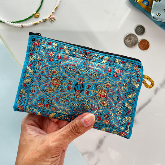 Turquoise Coin Purse, Zipper Pouch, Bag Organizer