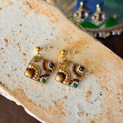 Seed Bead Earrings, Rectangular Earrings, Jewelry for Women