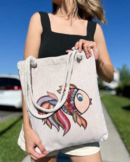 Cute Tote Bag, Fish Tote Bag, Beach Bags