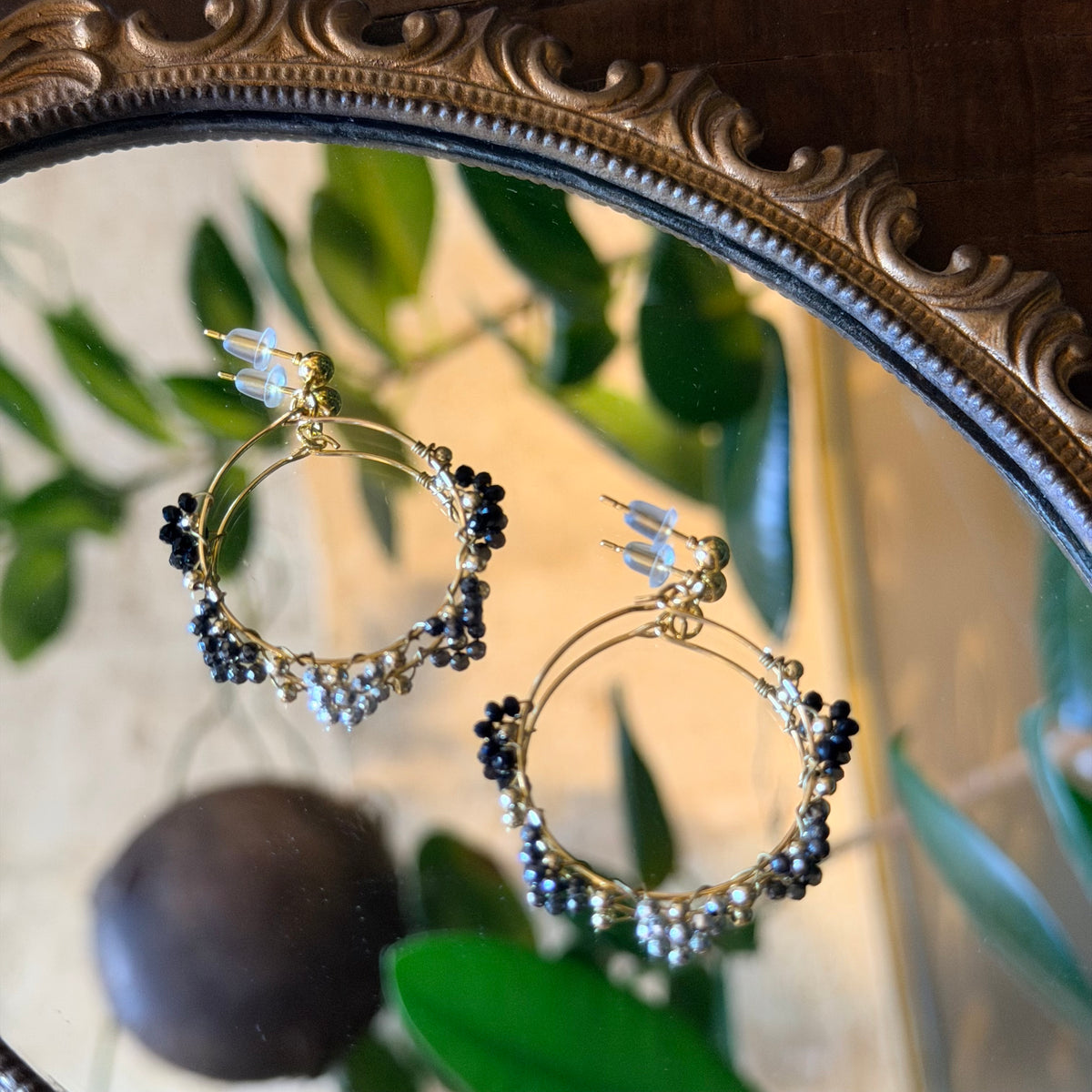 Minimalist Earrings, Hoop Earrings, Beaded Jewelry