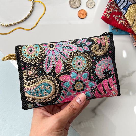 Floral Coin Purse, Cute Pouch, Zipper Pouch