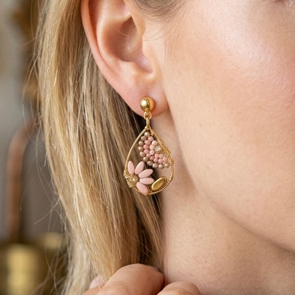 Floral Earrings, Handmade Beaded Earrings, Cute Jewelry,