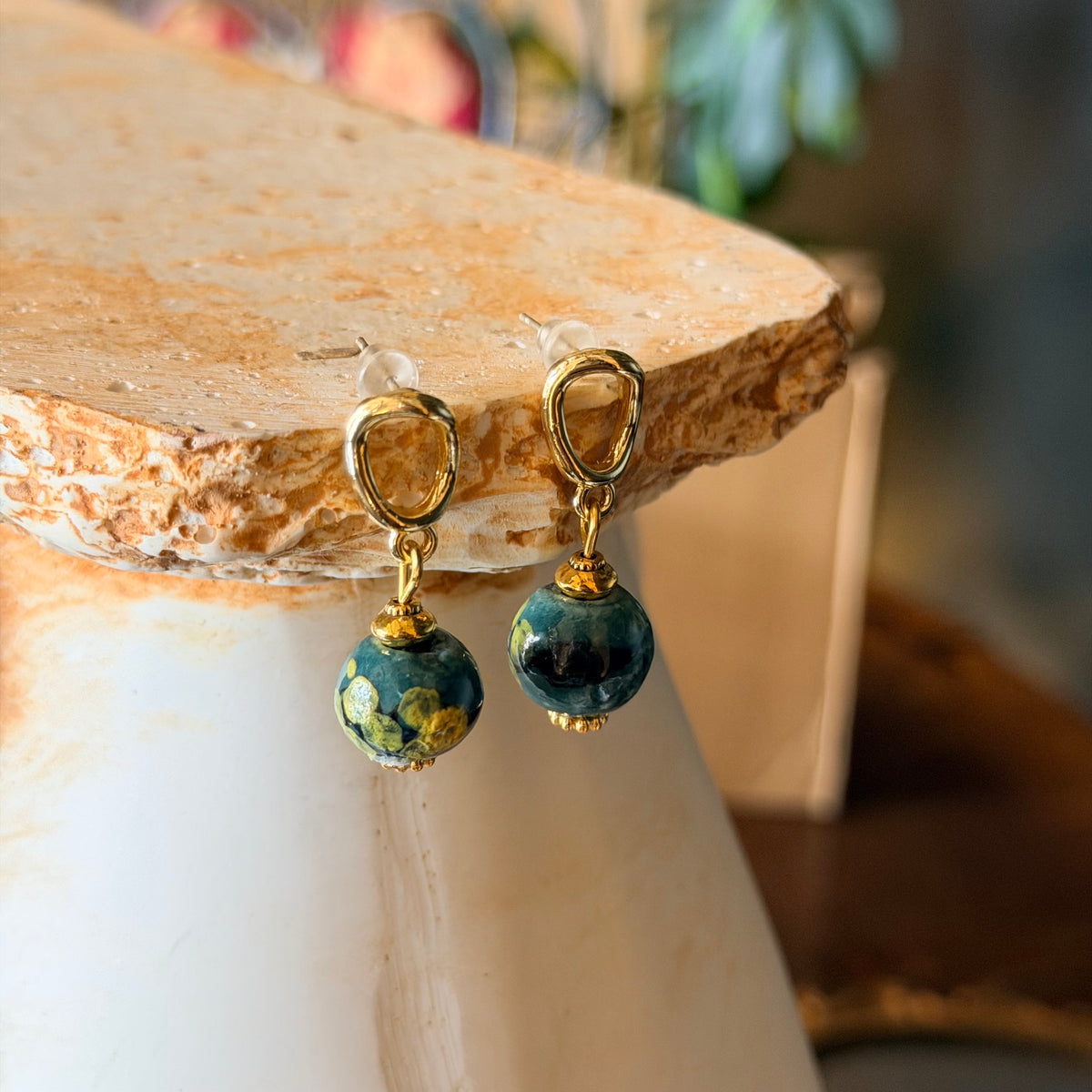 Ceramic Beaded Earrings, Boho Earrings, Boho Jewelry