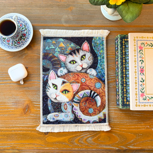 Cute Miniature Rug, Gift for Cat Mom, Office Decor