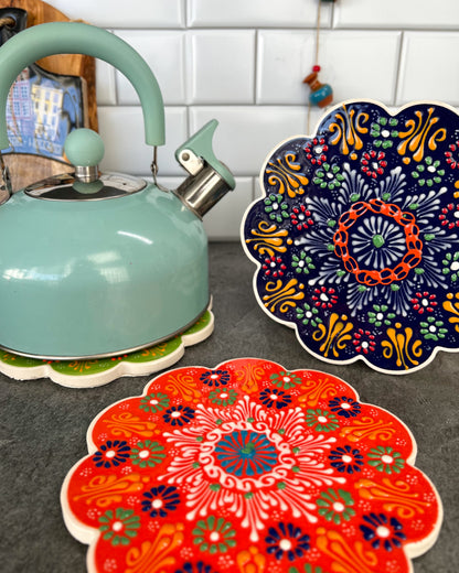 Hand Painted Ceramic Trivet, Cute Kitchen Decor, Kitchen Trivet