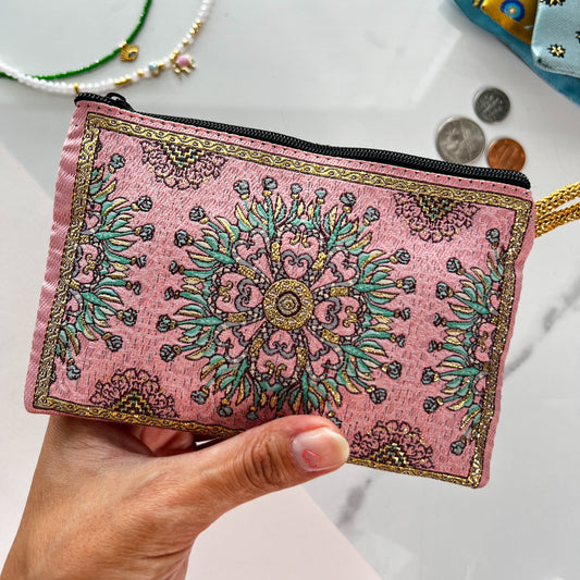 Fabric Zipper Pouch, Handmade Coin Purse for Women