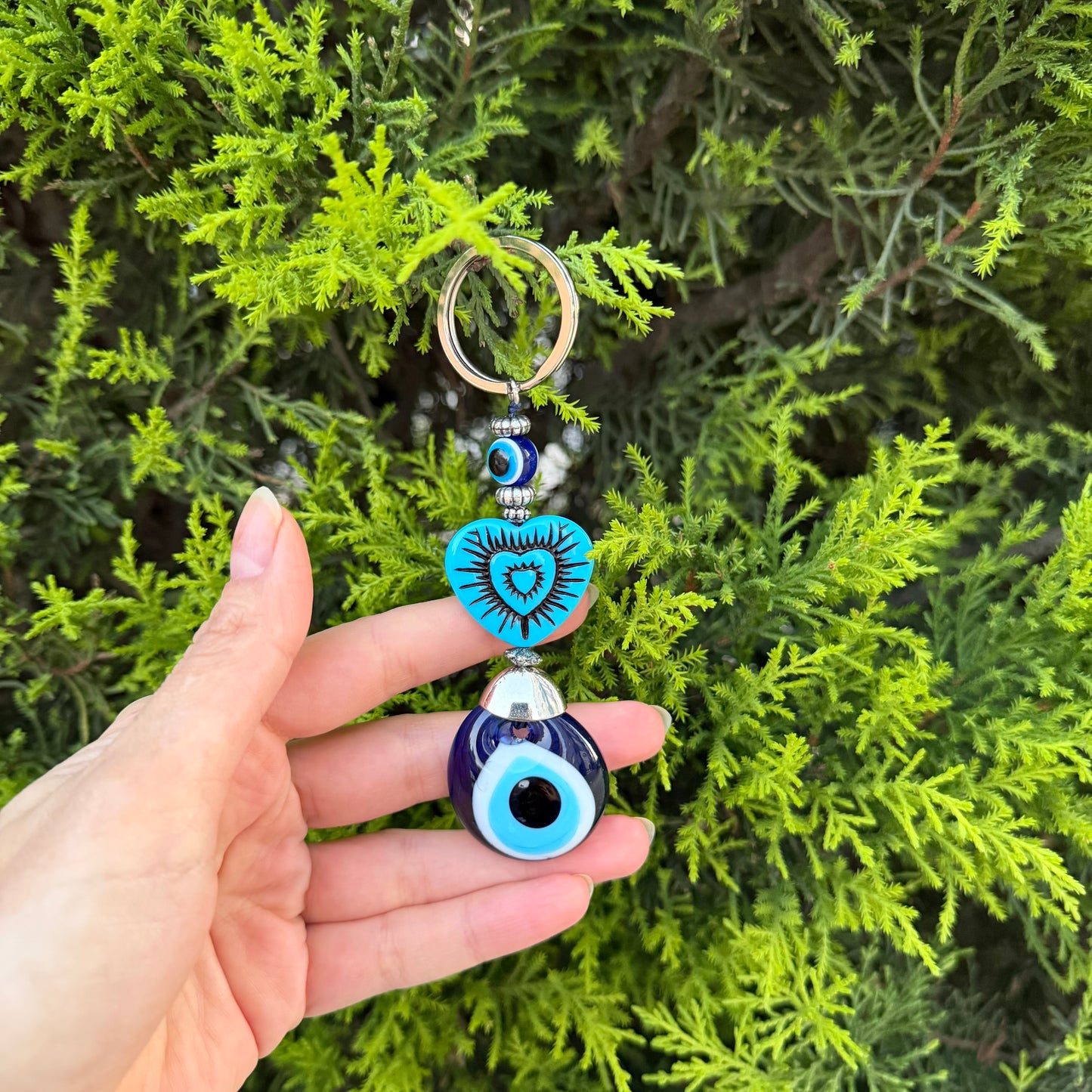 Heart Shaped Evil Eye Keychain, Cute Keychain