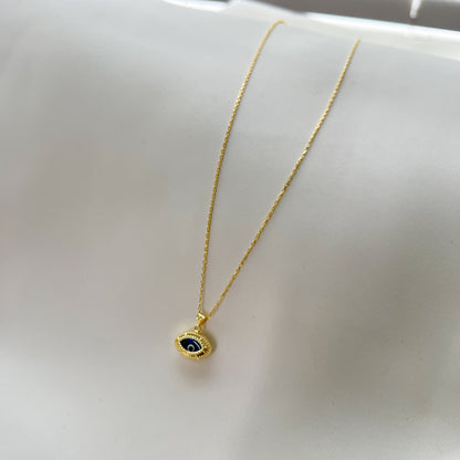 Evil Eye Silver Necklace with Charm, Bohemian Jewelry for Women