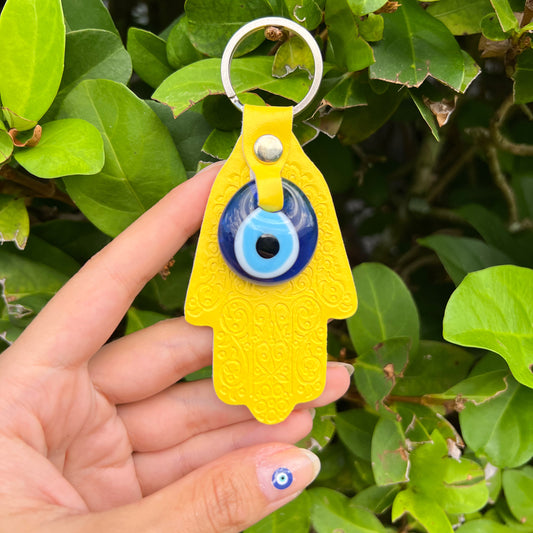 Colorful Keyring, Leather Keychain, Evil Eye Keychain
