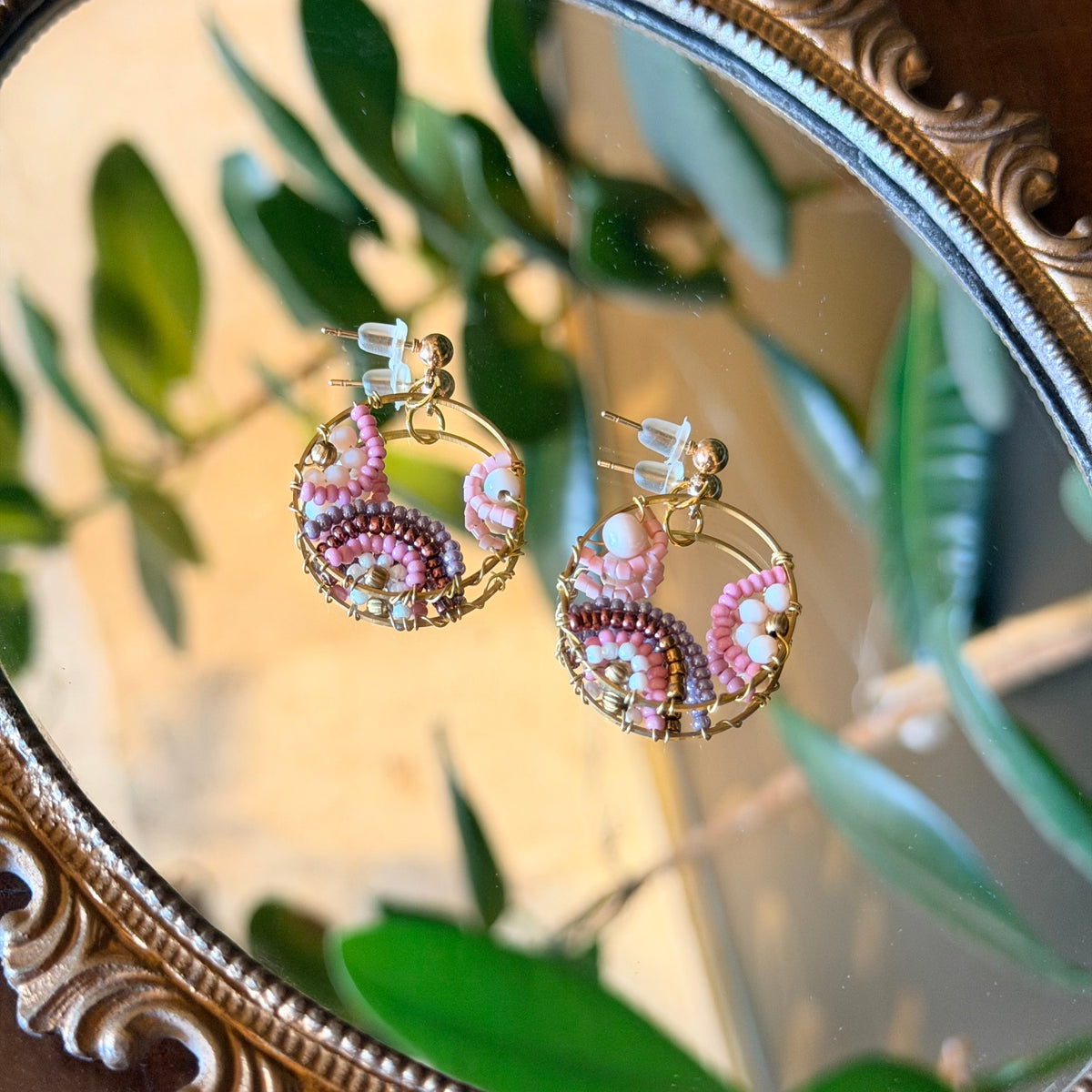 Pink Handmade Earrings, Beaded Jewelry, Cute Jewelry