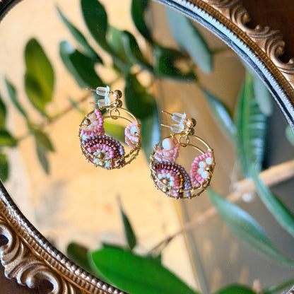 Pink Handmade Earrings, Beaded Jewelry, Cute Jewelry