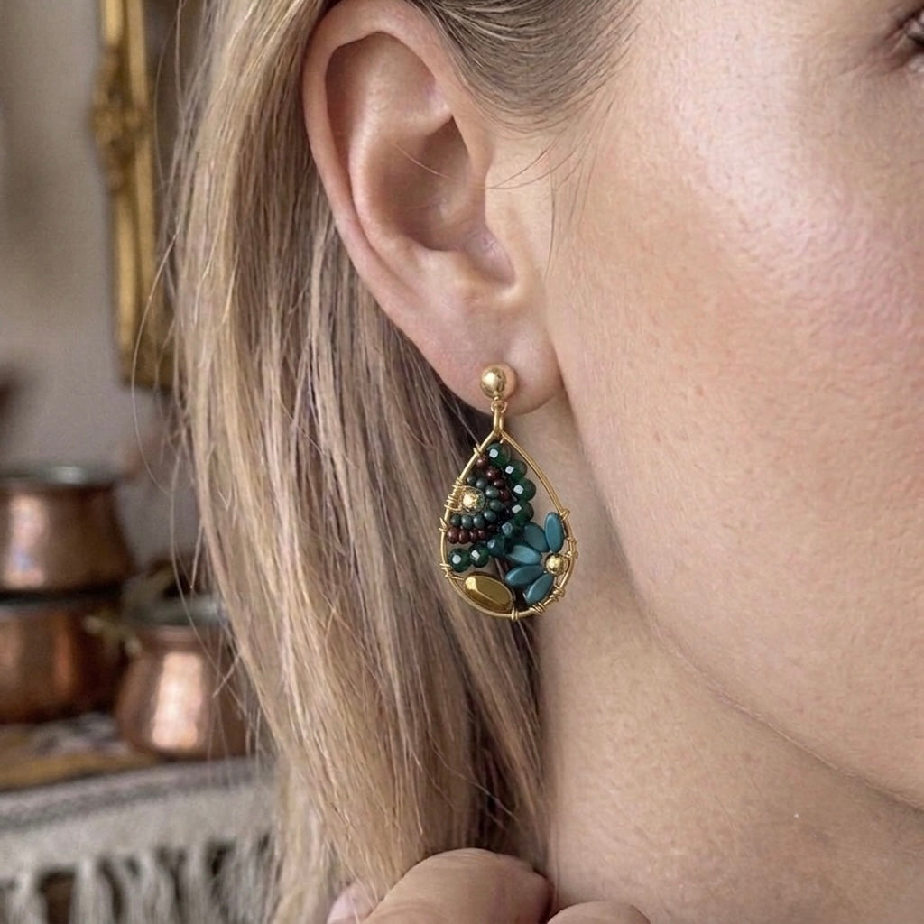 Floral Earrings, Beaded Earrings, Handmade Jewelry