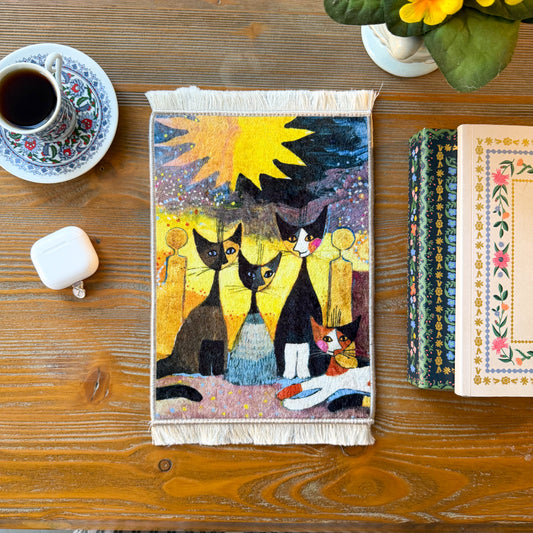 Decorative Rug, Office Decor, Miniature Rug, Cat Lover Gift